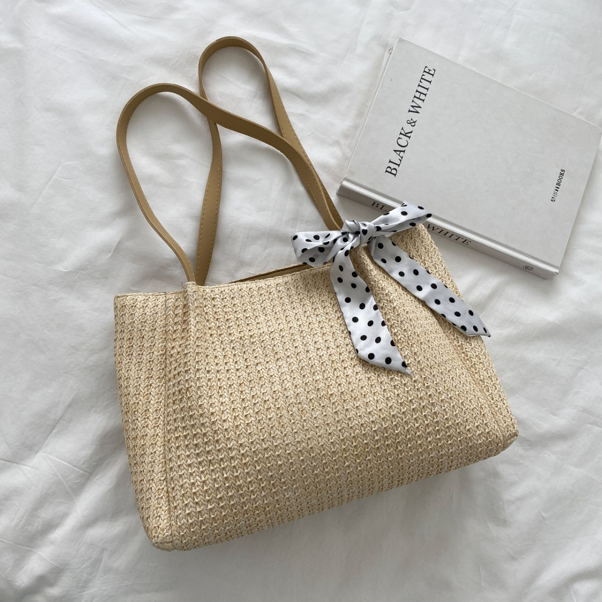 Straw Woven Leather Strap Handbag - RebelReine Apparel & Co.