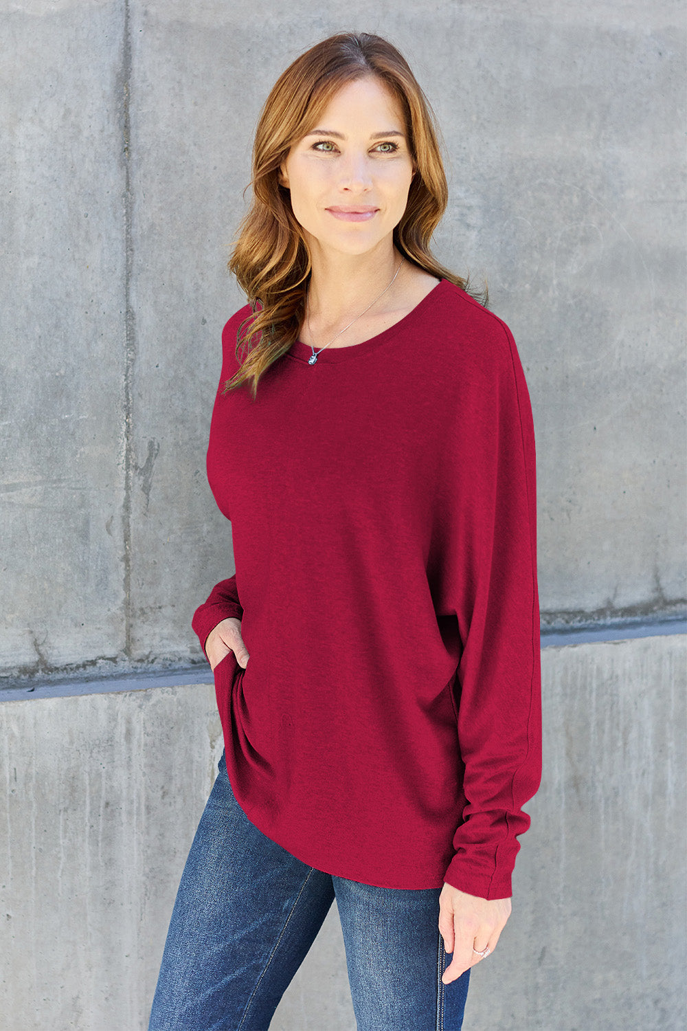 Double Take Full Size Round Neck Long Sleeve T-Shirt - RebelReine Apparel & Co.