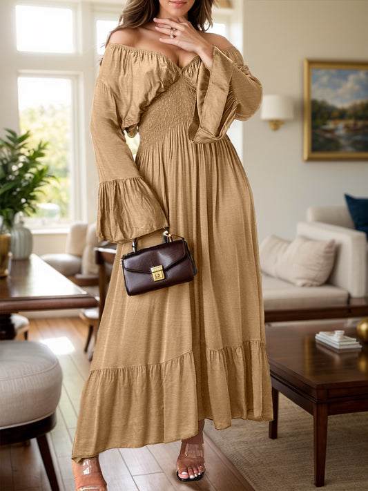 Smocked Flounce Sleeve Maxi Dress