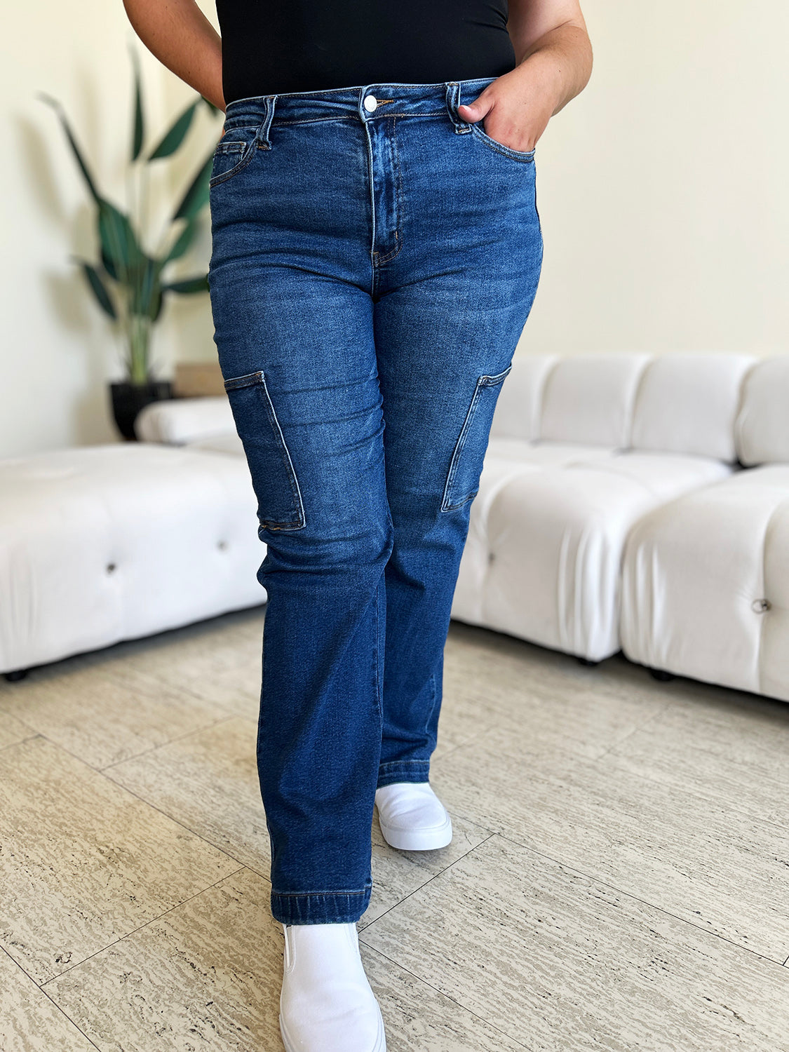 Judy Blue Full Size High Waist Straight Cargo Jeans - RebelReine Apparel & Co.