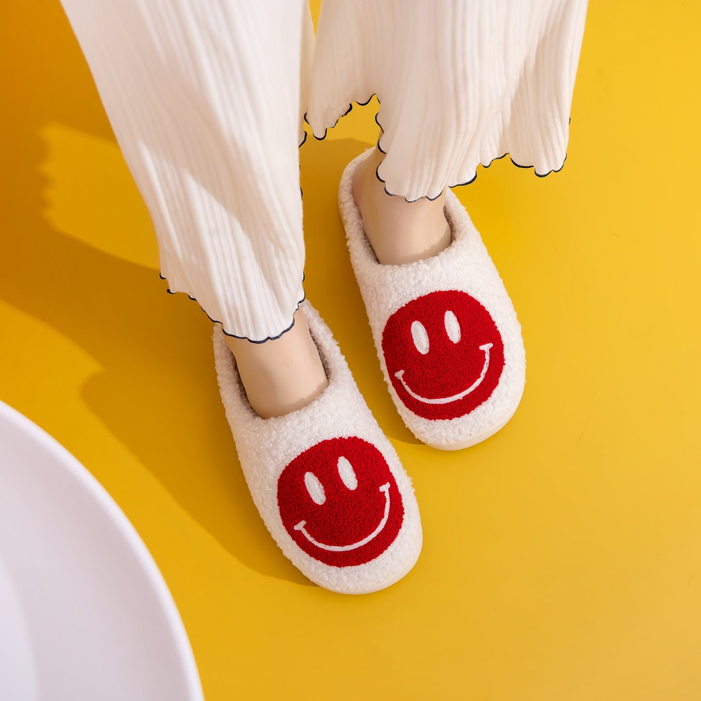 Melody Smiley Face Cozy Slippers - RebelReine Apparel & Co.