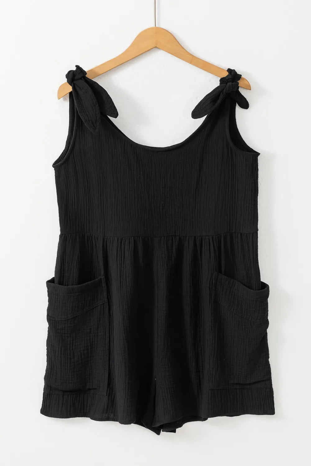 Scoop Neck Tie Shoulder Romper - RebelReine Apparel & Co.