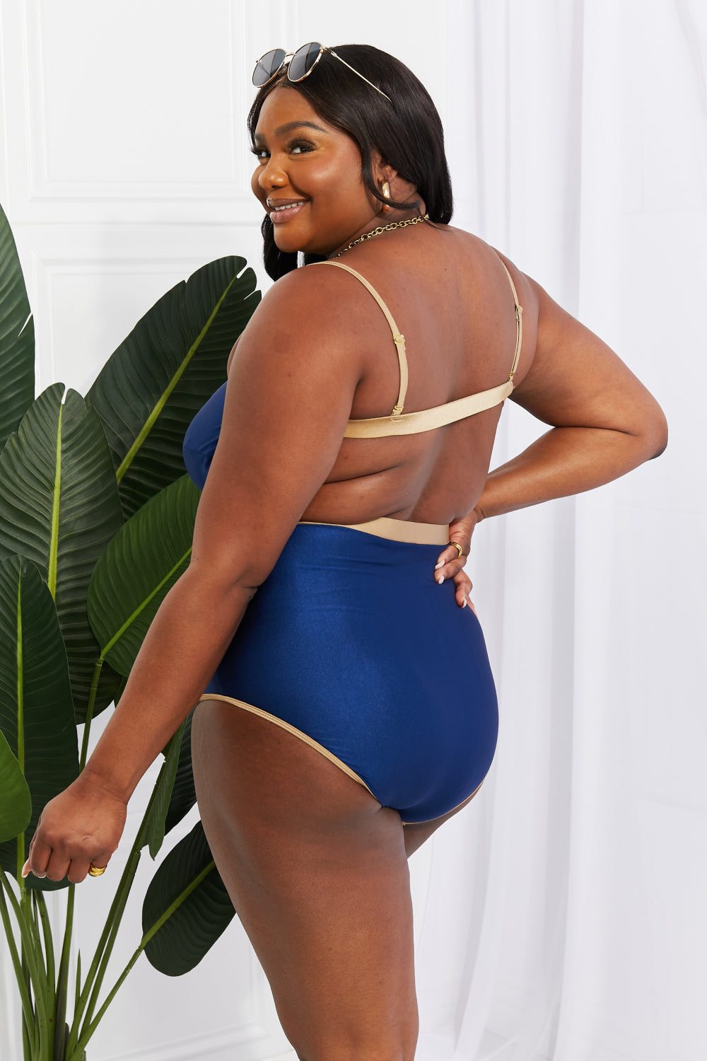 Marina West Swim Wave Break Contrast Trim One-Piece - RebelReine Apparel & Co.