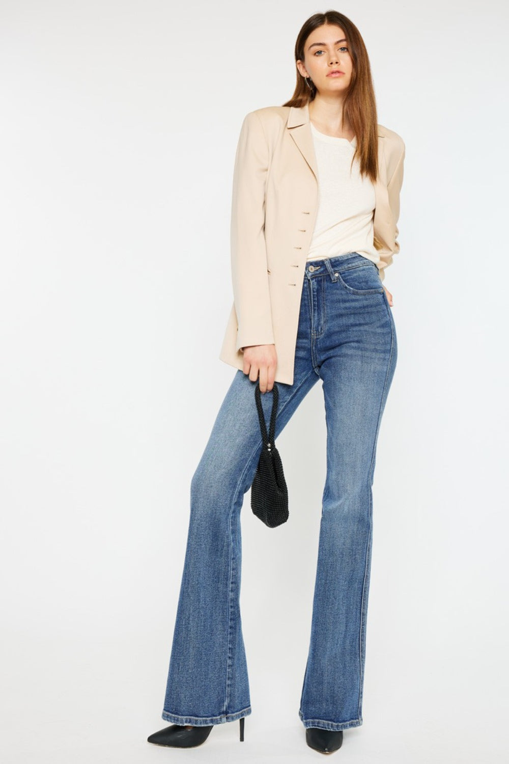 Kancan Cat's Whiskers High Waist Flare Jeans - RebelReine Apparel & Co.