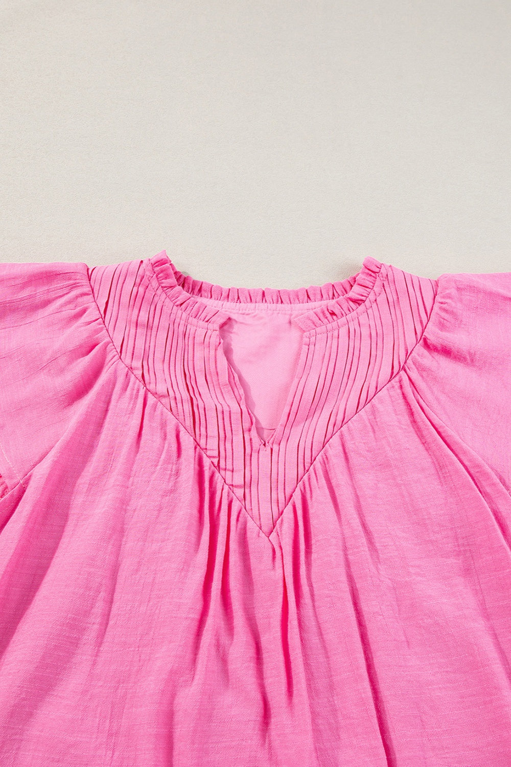 Ruffled Notched Cap Sleeve Blouse - RebelReine Apparel & Co.