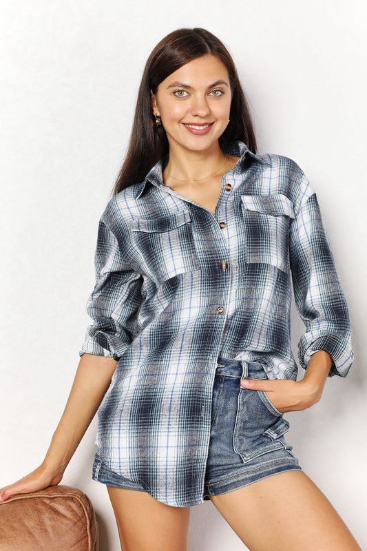 Plaid Dropped Shoulder Shirt