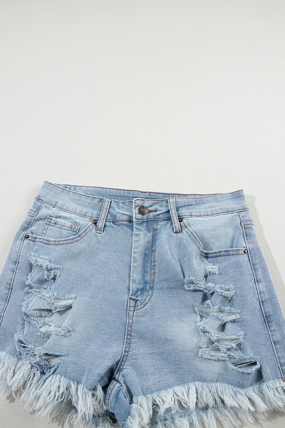 Distressed Raw Hem Denim Shorts - RebelReine Apparel & Co.