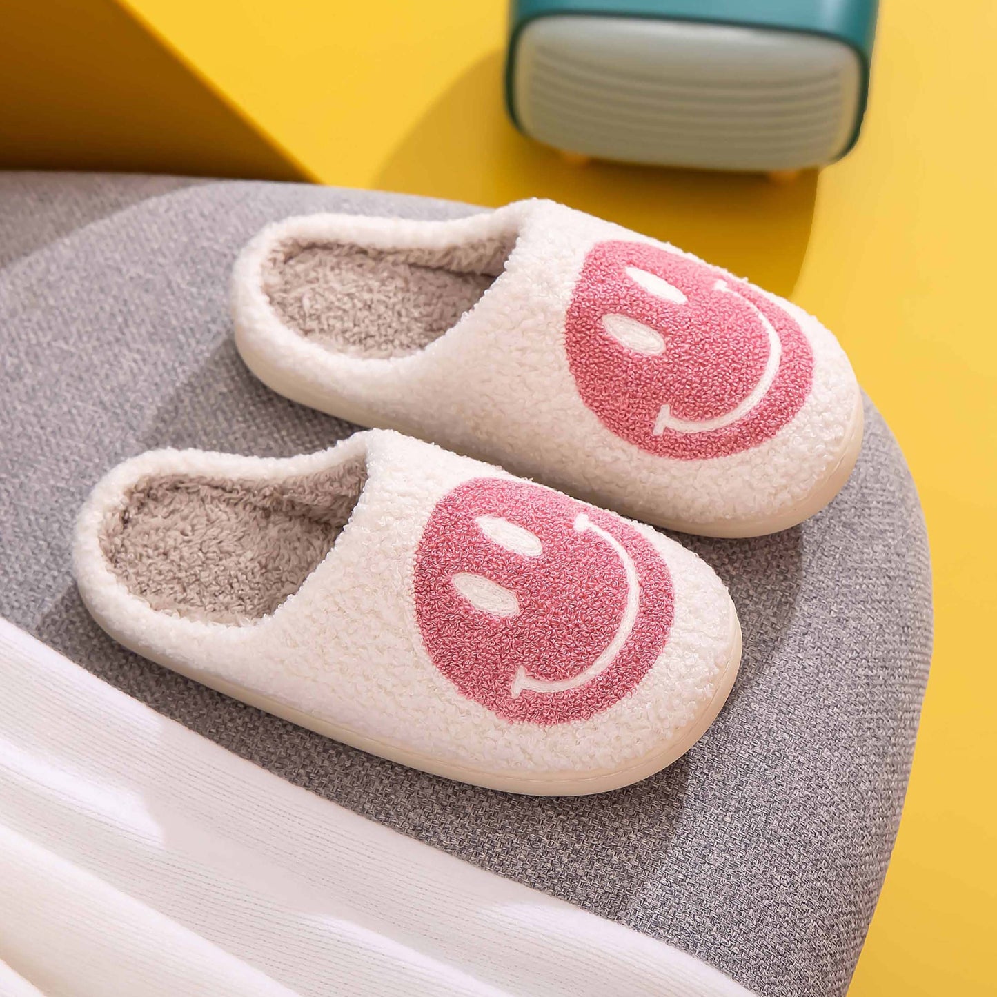 Melody Smiley Face Slippers - RebelReine Apparel & Co.