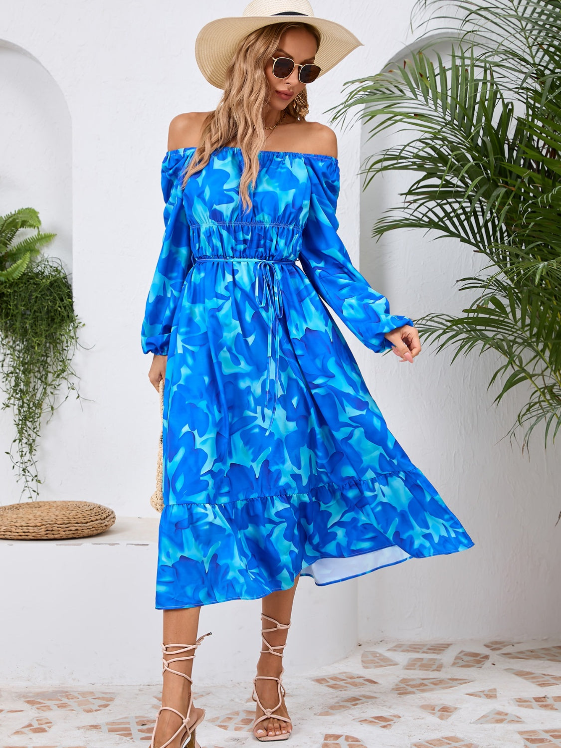 Printed Long Sleeve Midi Dress - RebelReine Apparel & Co.