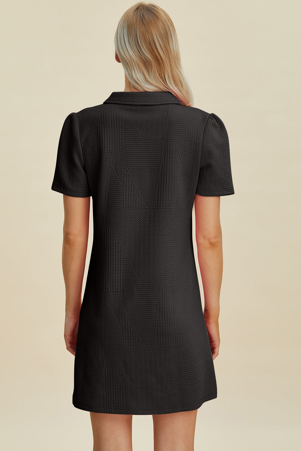 Double Take Full Size Texture Short Sleeve Dress - RebelReine Apparel & Co.