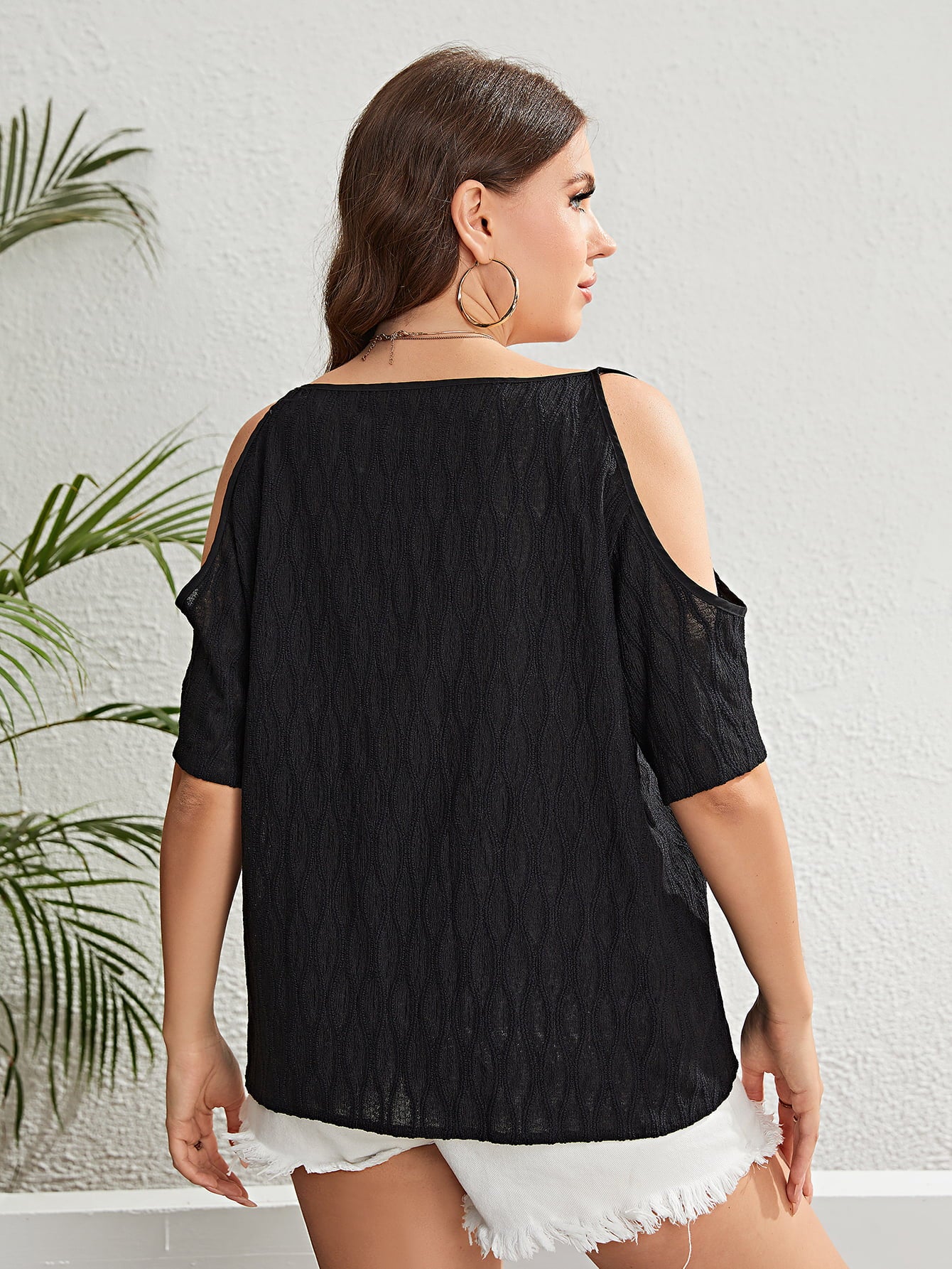 Plus Size Boat Neck Cold-Shoulder Blouse - RebelReine Apparel & Co.