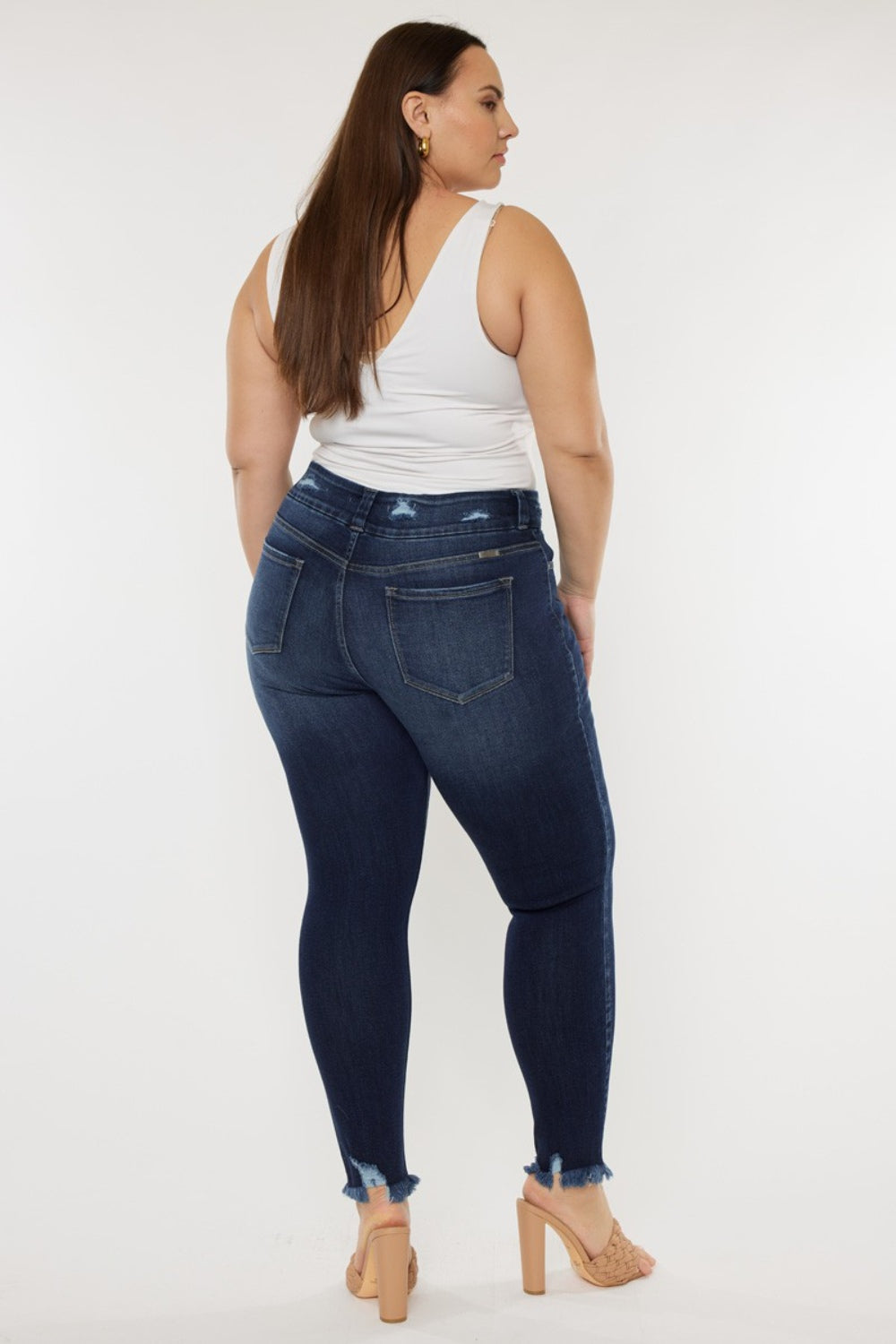 Kancan Full Size Cat's Whiskers Raw Hem High Waist Jeans - RebelReine Apparel & Co.