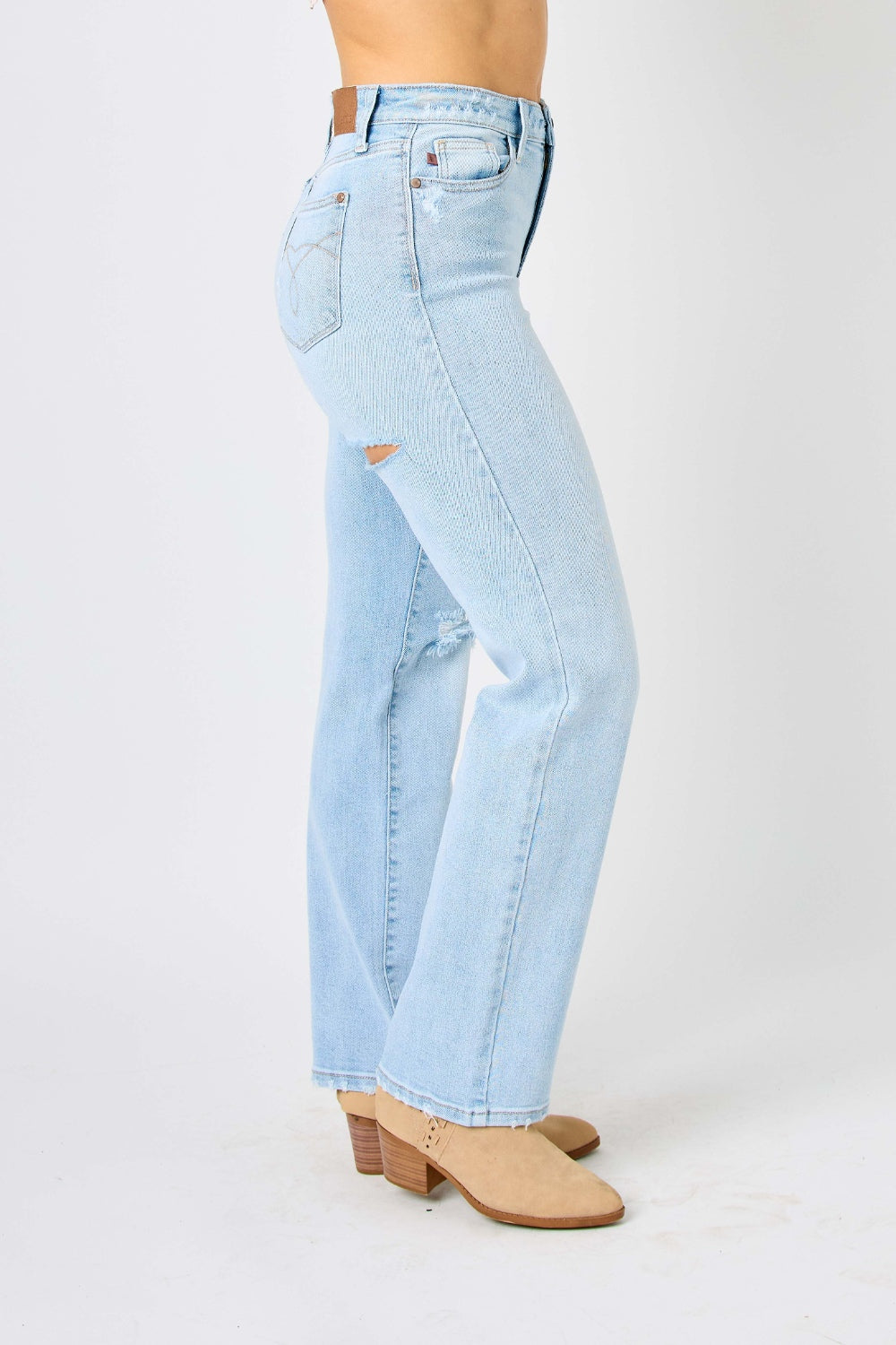 Judy Blue Full Size High Waist Distressed Straight Jeans - RebelReine Apparel & Co.