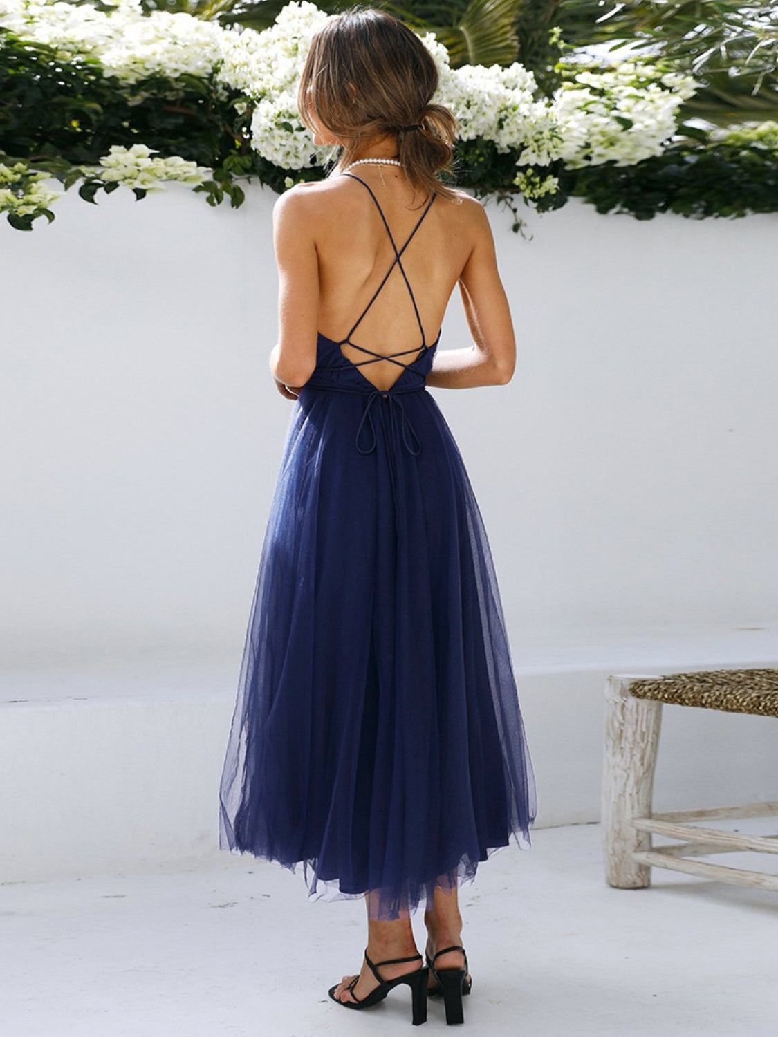 Backless Crisscross Sleeveless Midi Dress - RebelReine Apparel & Co.