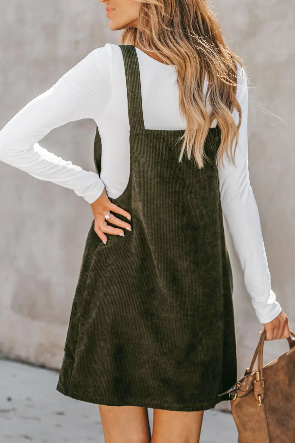 Pocketed Square Neck Wide Strap Overall Dress - RebelReine Apparel & Co.