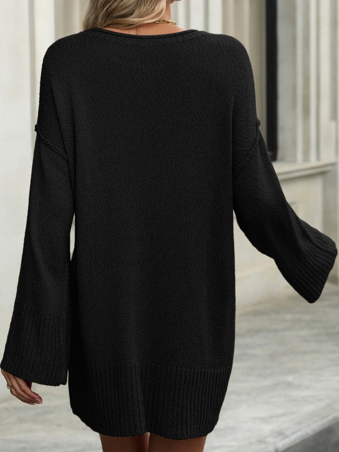 Round Neck Dropped Shoulder Sweater