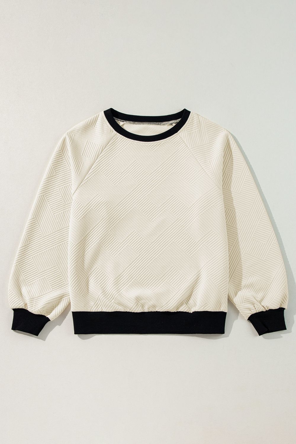 Texture Contrast Long Sleeve Sweatshirt