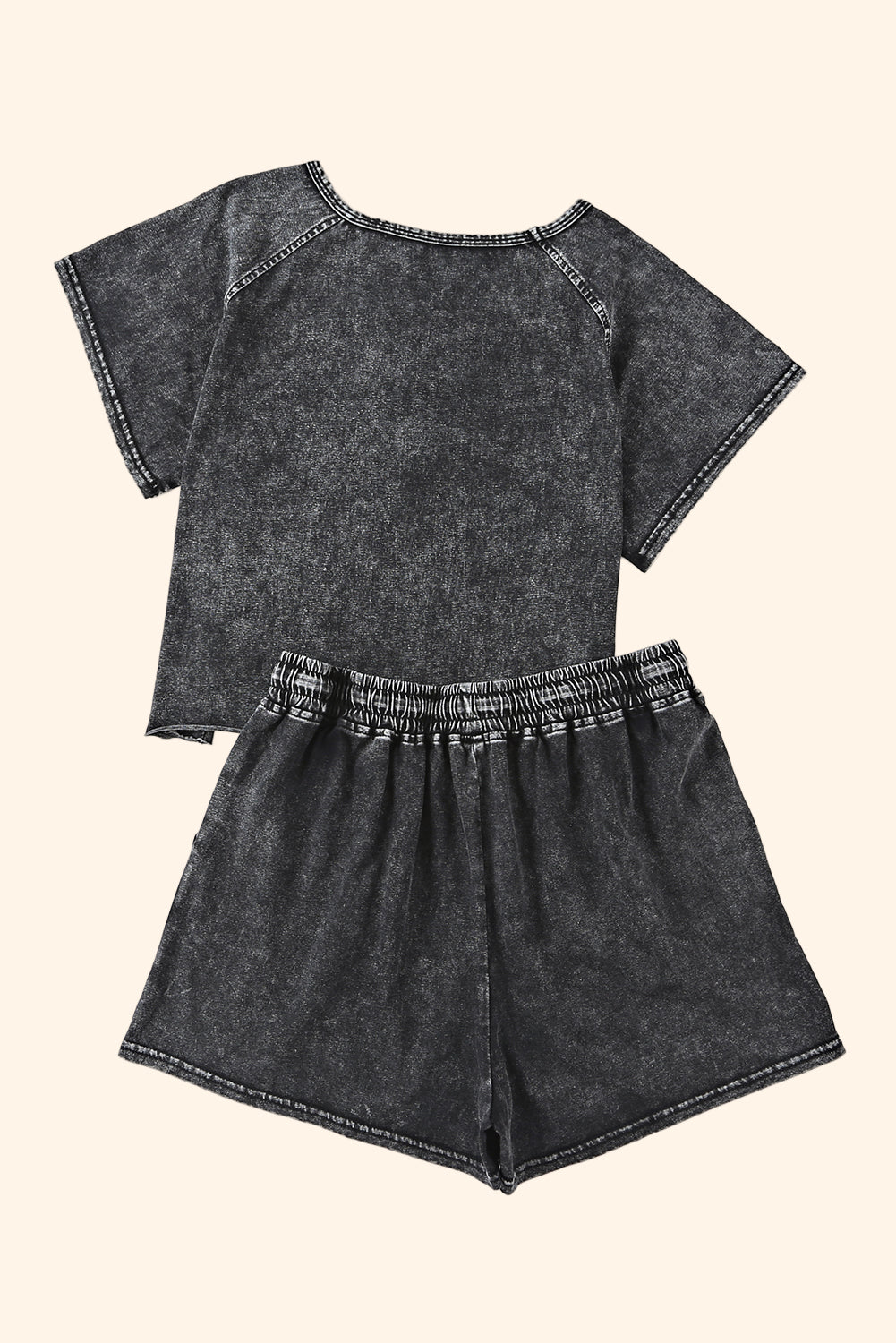 Heathered Round Neck Top and Shorts Lounge Set - RebelReine Apparel & Co.