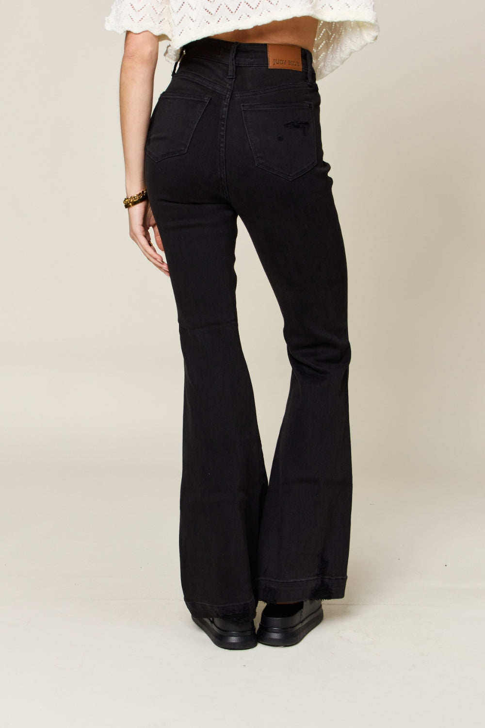 Judy Blue Full Size High Waist Distressed Flare Jeans - RebelReine Apparel & Co.