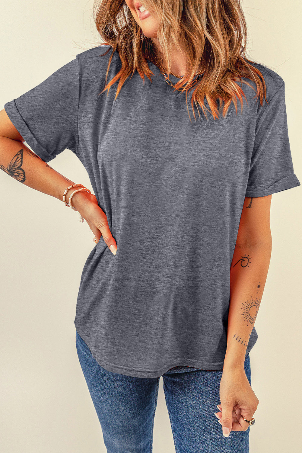 Round Neck Short Sleeve T-Shirt - RebelReine Apparel & Co.