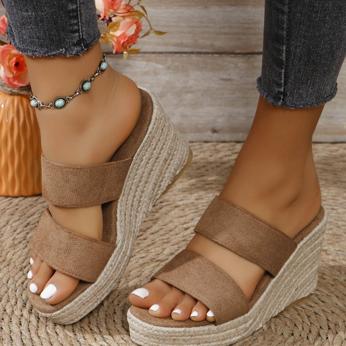 Open Toe Wedge Sandals - RebelReine Apparel & Co.