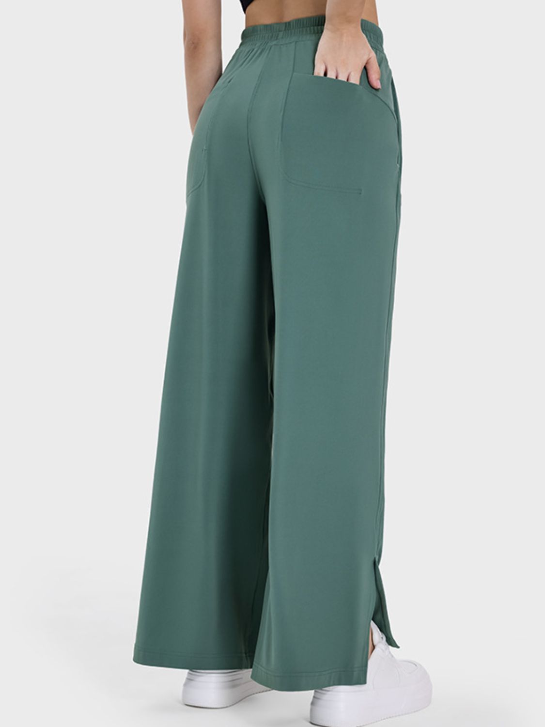 Slit Wide Leg Active Pants - RebelReine Apparel & Co.