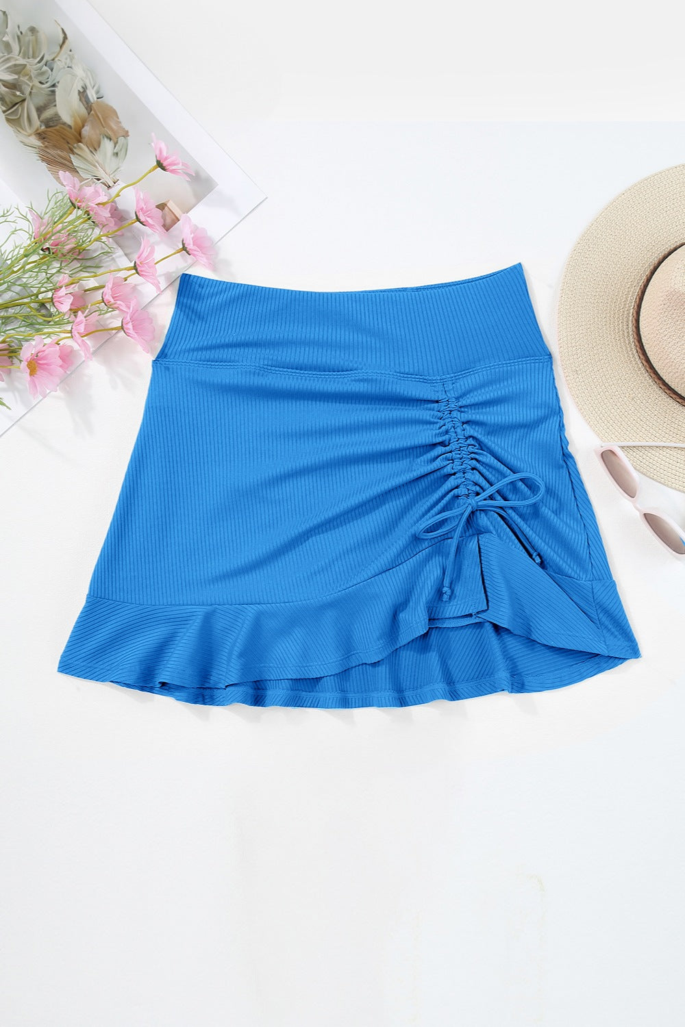 Ruched Elastic Waist Swim Skirt - RebelReine Apparel & Co.