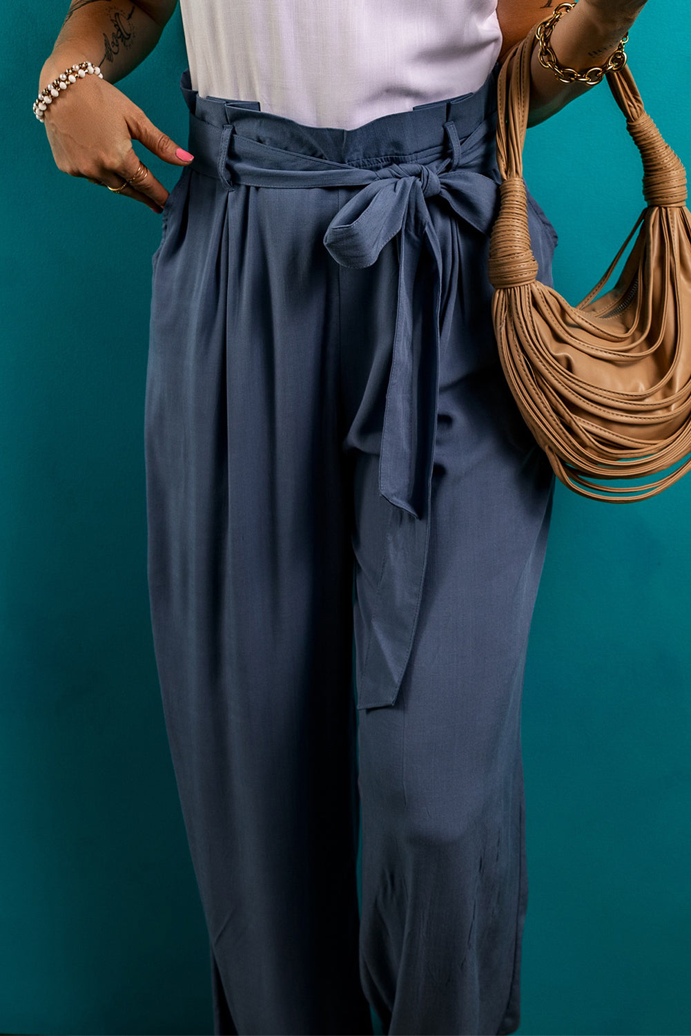 Tied Wide Leg Pants with Pockets - RebelReine Apparel & Co.