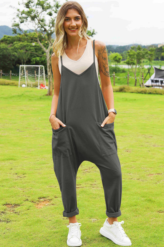 Double Take Full Size Sleeveless V-Neck Pocketed Jumpsuit - RebelReine Apparel & Co.