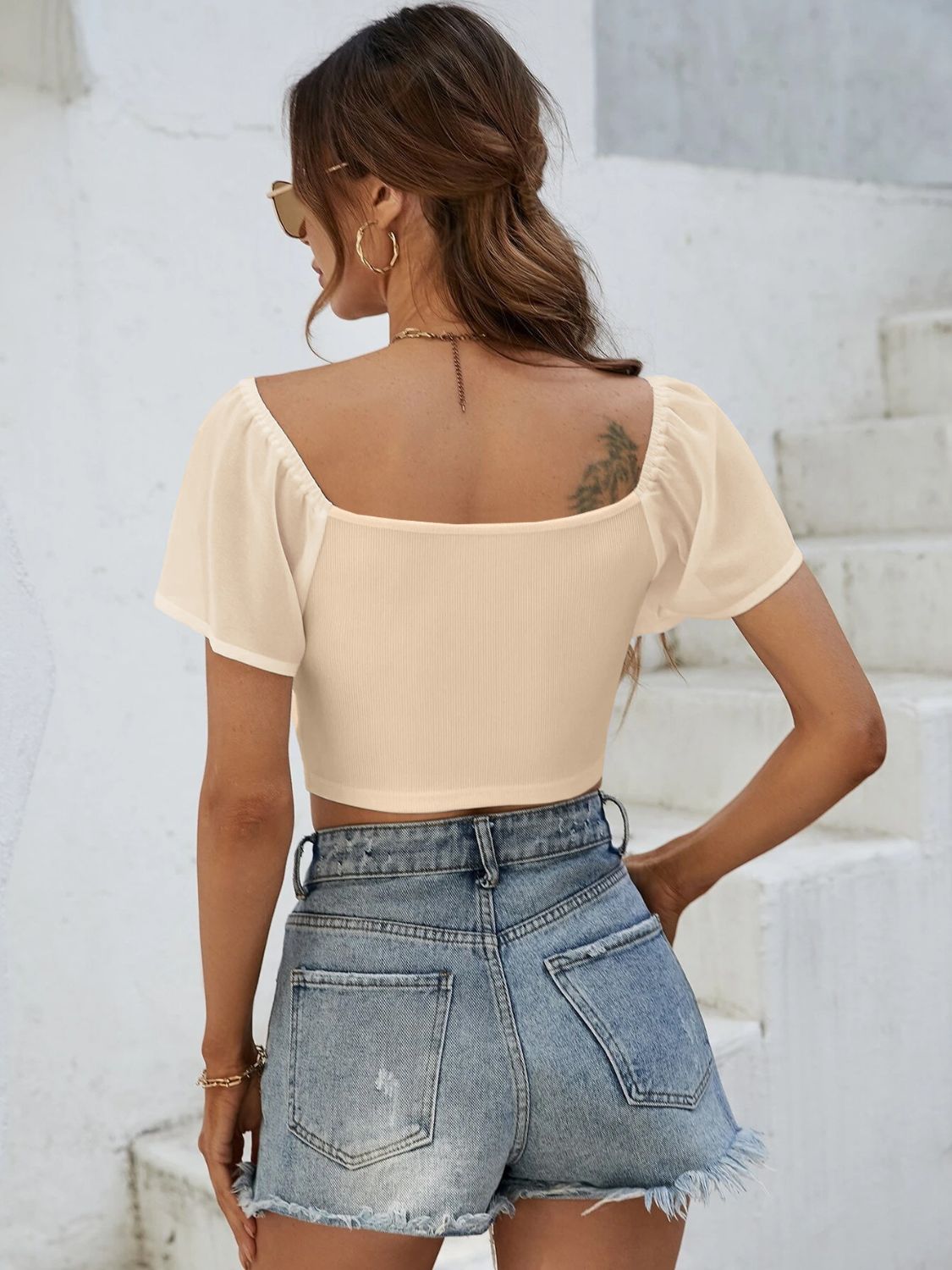 Drawstring Short Sleeve Crop Top - RebelReine Apparel & Co.