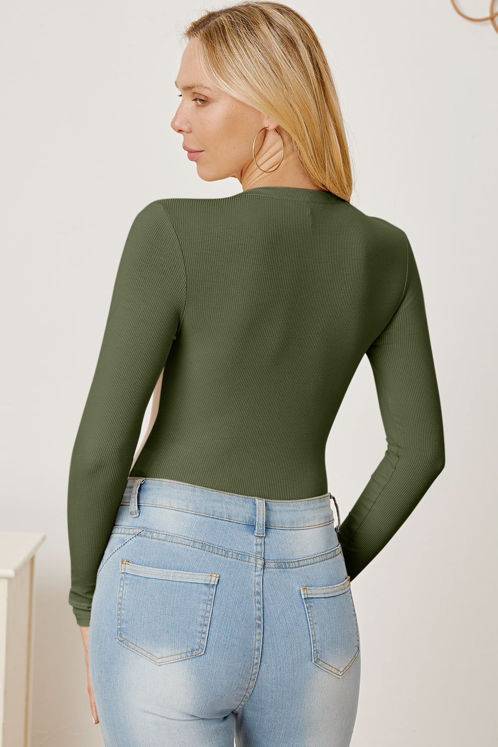 Zip Up Long Sleeve Bodysuit Trendsi