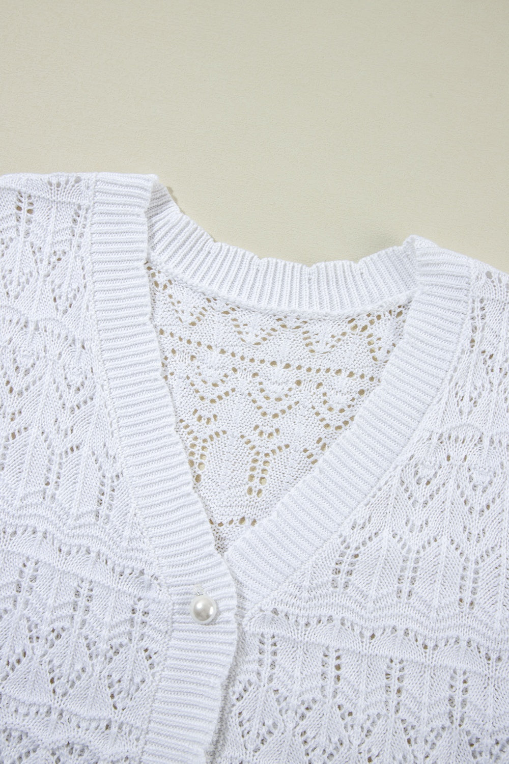 Openwork V-Neck Half Sleeve Cardigan - RebelReine Apparel & Co.