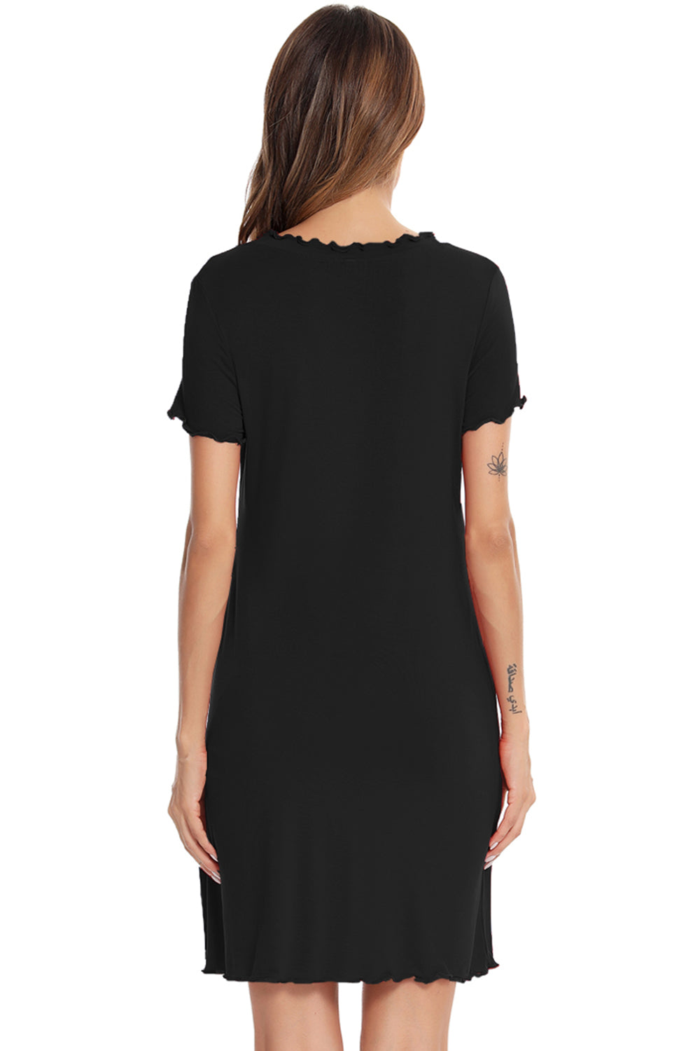 Round Neck Short Sleeve Lounge Dress - RebelReine Apparel & Co.