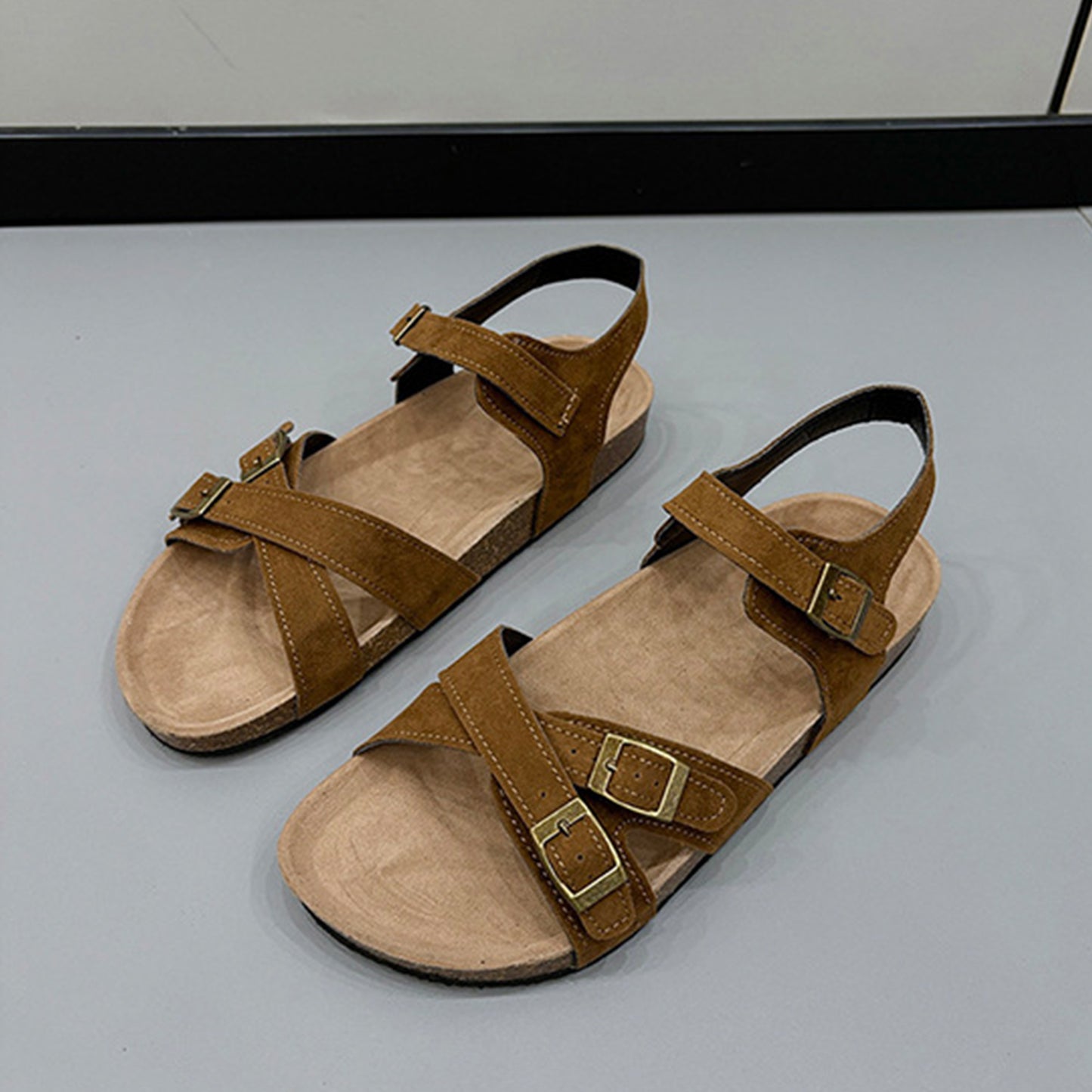 Open Toe Flat Buckle Sandals - RebelReine Apparel & Co.