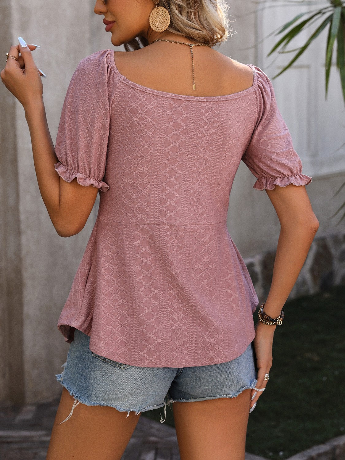 Ruched V-Neck Flounce Sleeve Blouse - RebelReine Apparel & Co.