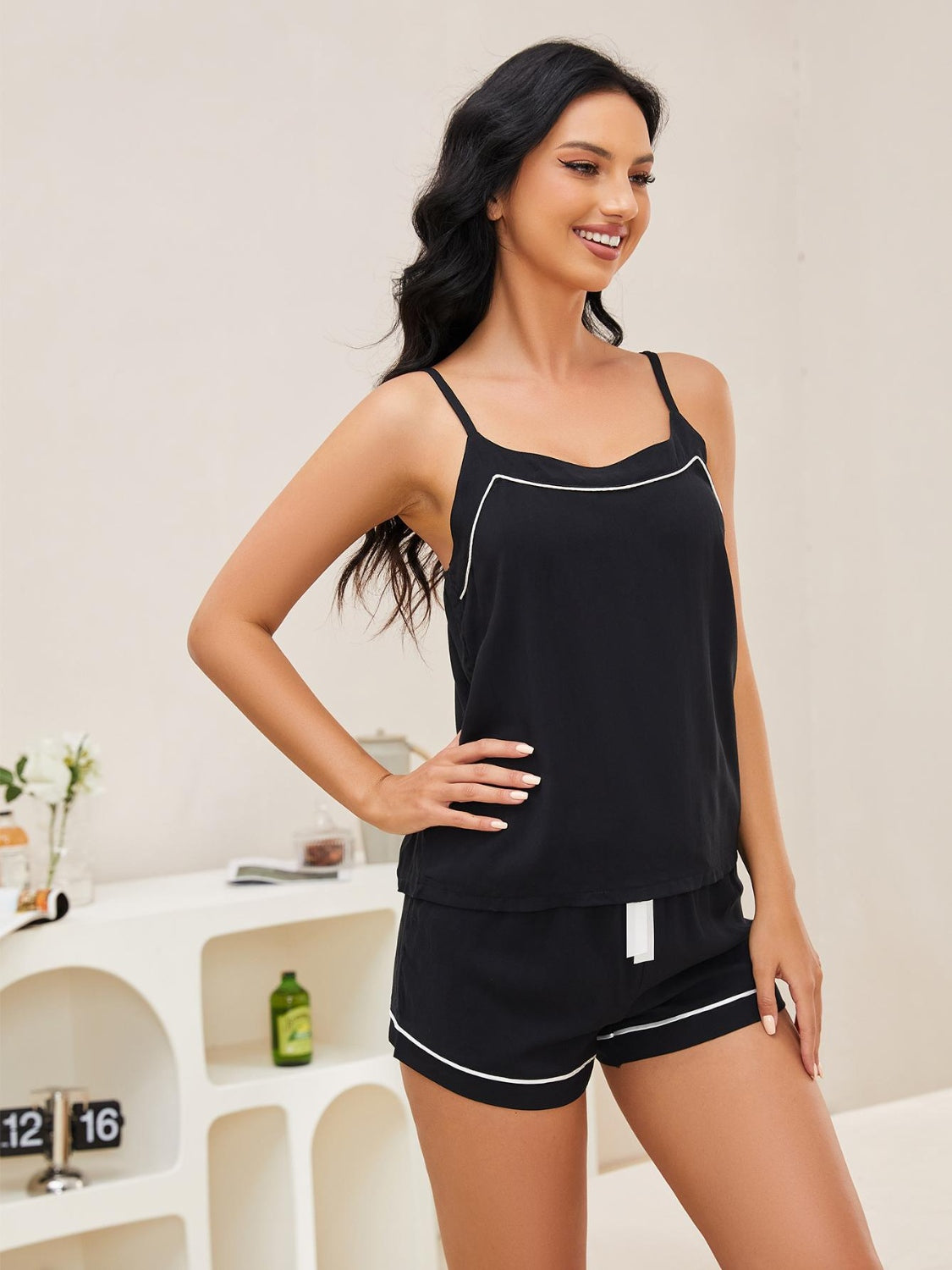 Scoop Neck Spaghetti Strap Top and Shorts Lounge Set - RebelReine Apparel & Co.