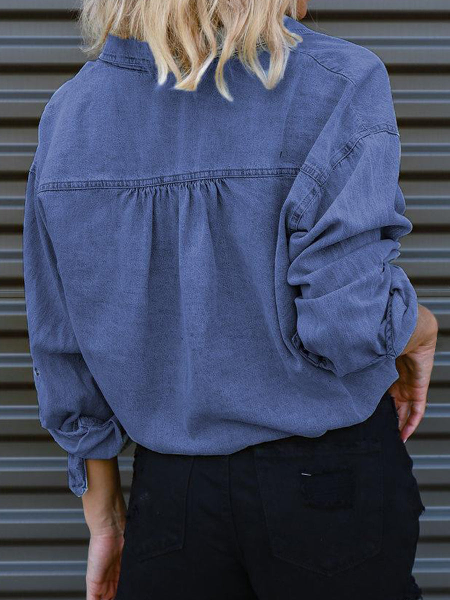 Tie Detail Denim Top - RebelReine Apparel & Co.