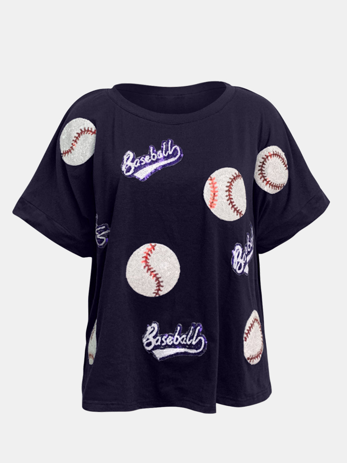 Baseball Round Neck Half Sleeve T-Shirt - RebelReine Apparel & Co.