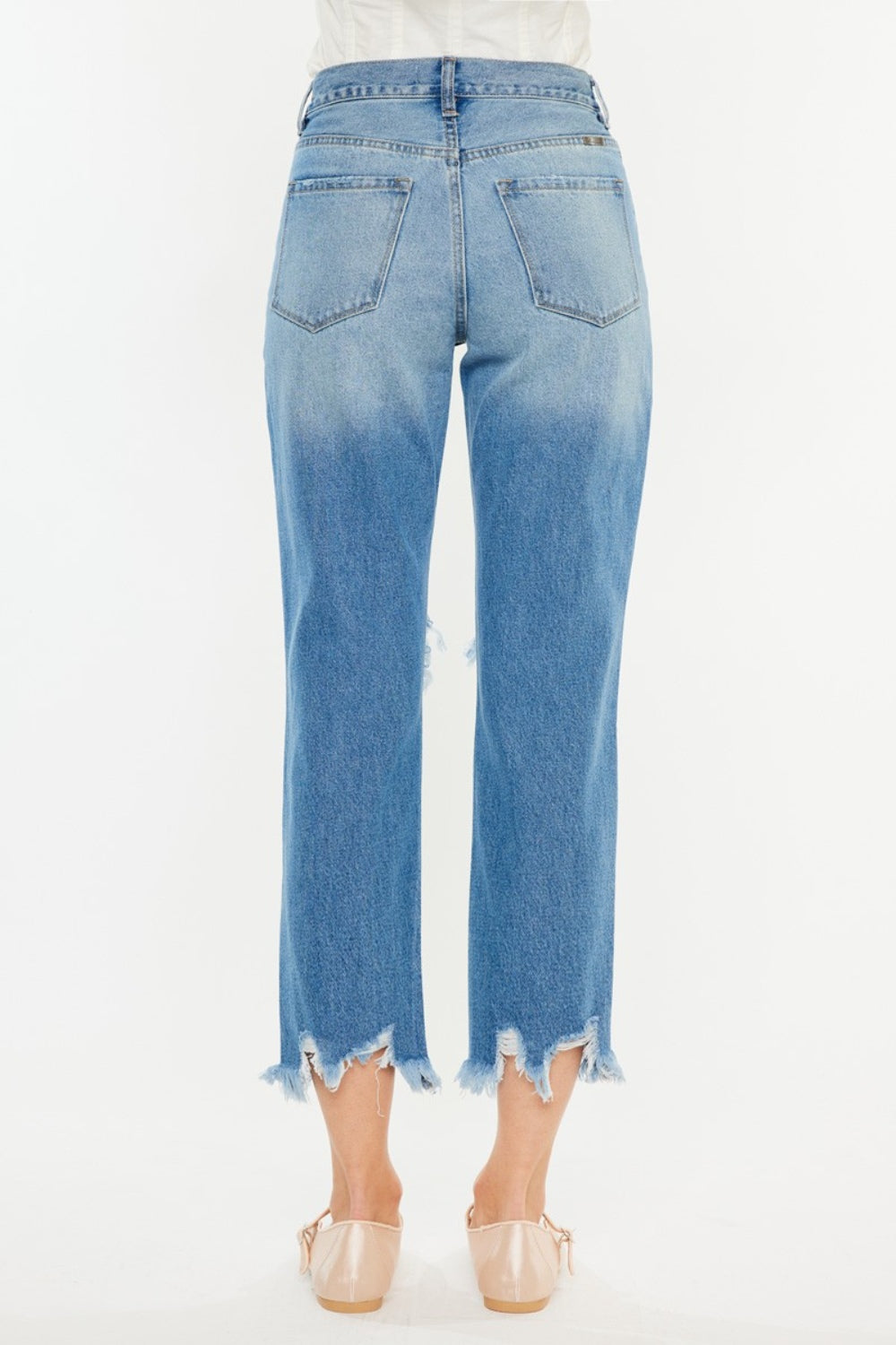 Kancan Distressed Frayed Hem Cropped Jeans - RebelReine Apparel & Co.