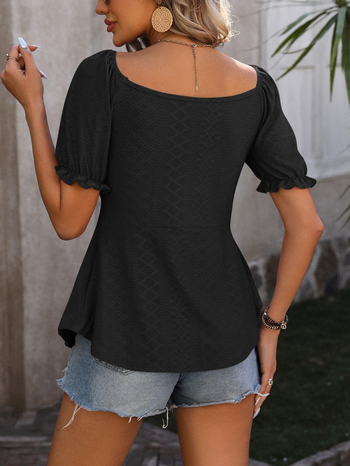 Ruched V-Neck Flounce Sleeve Blouse - RebelReine Apparel & Co.