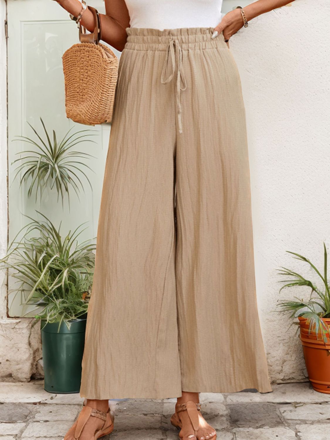 Frill Wide Leg Pants - RebelReine Apparel & Co.