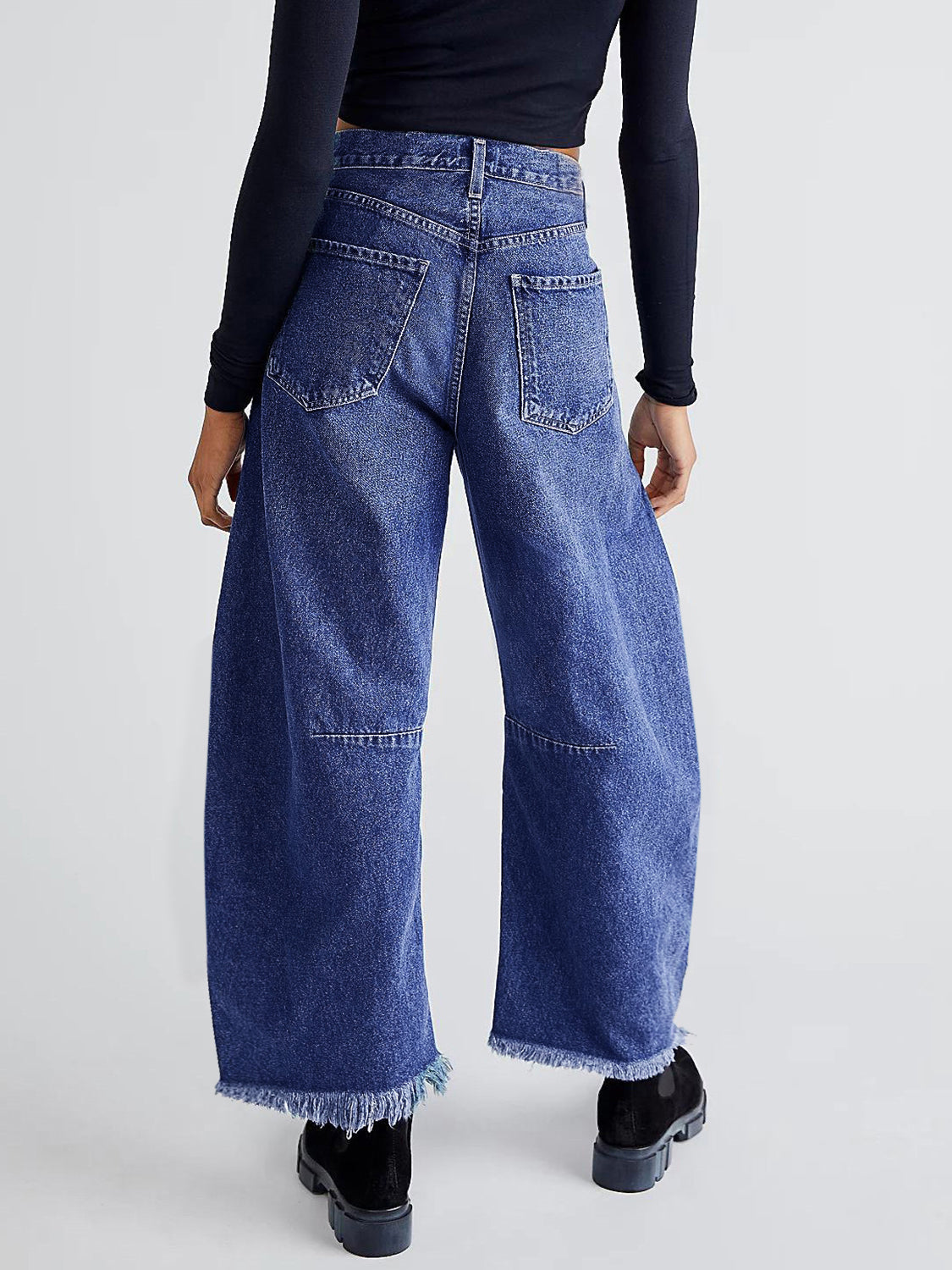 Raw Hem Wide Leg Jeans with Pockets - RebelReine Apparel & Co.