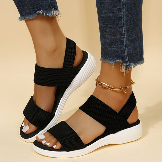 Rubber Open Toe Low Heel Sandals - RebelReine Apparel & Co.