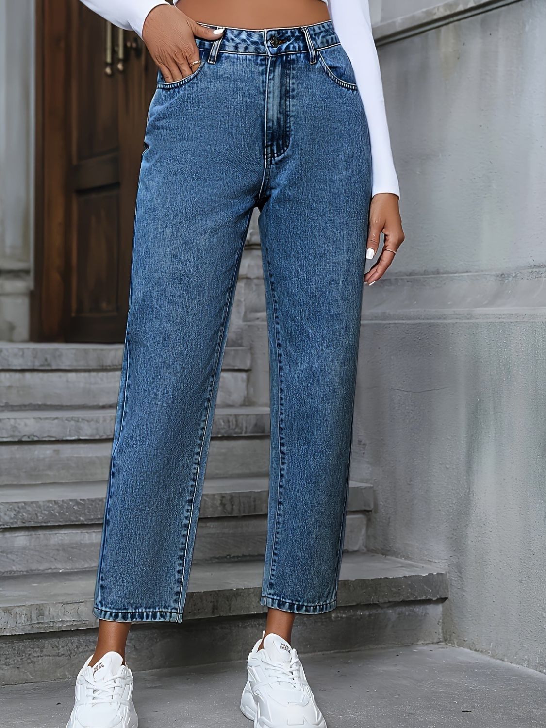 Pocketed Straight Leg Jeans - RebelReine Apparel & Co.