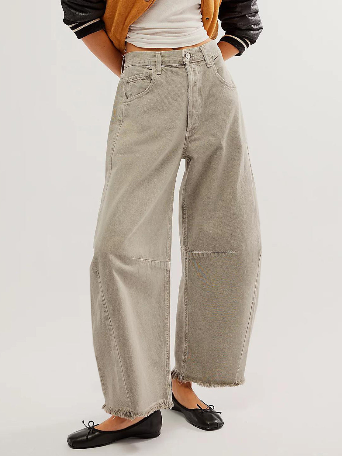 Raw Hem Wide Leg Jeans with Pockets - RebelReine Apparel & Co.