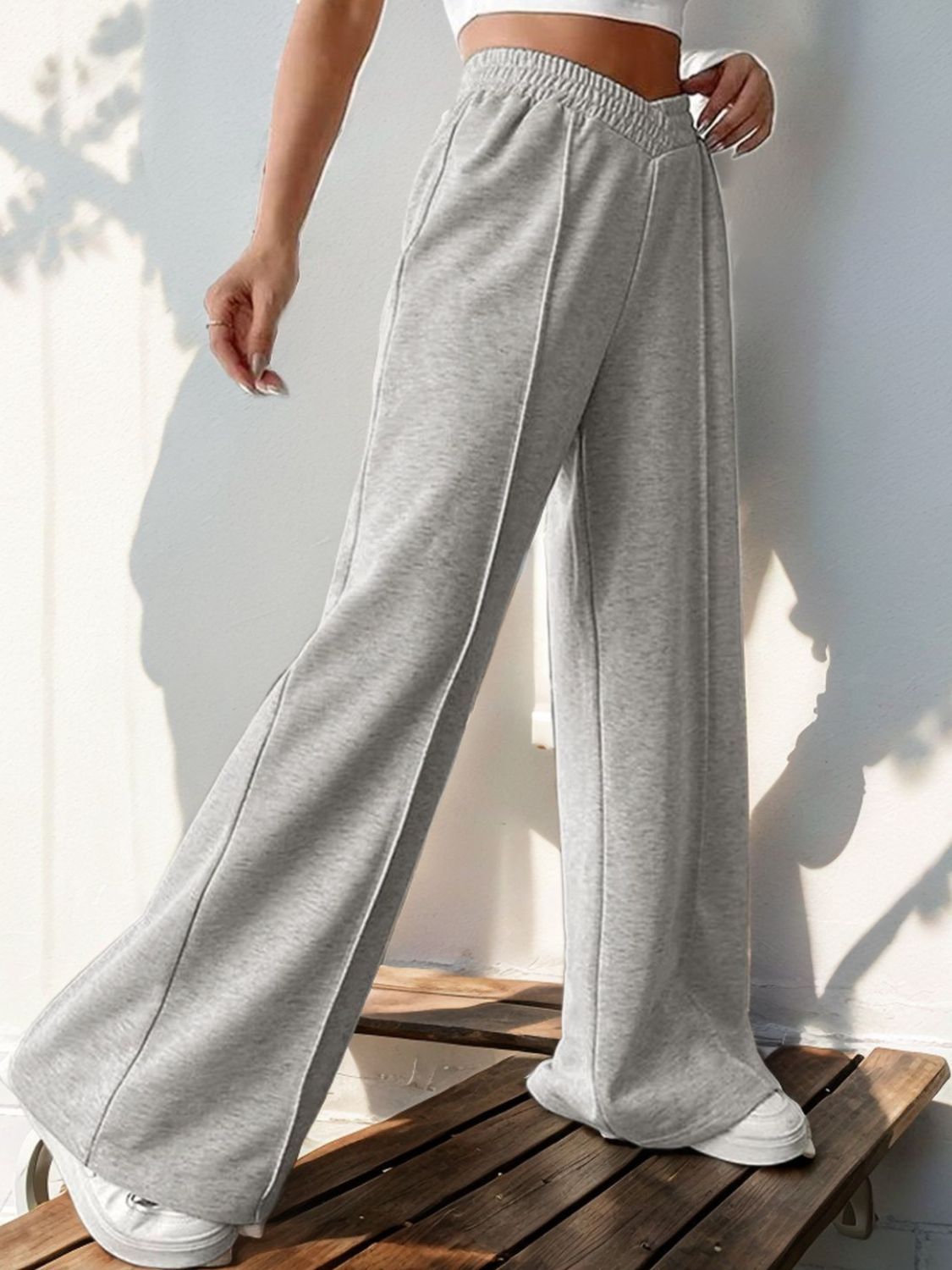 Elastic Waist Wide Leg Pants