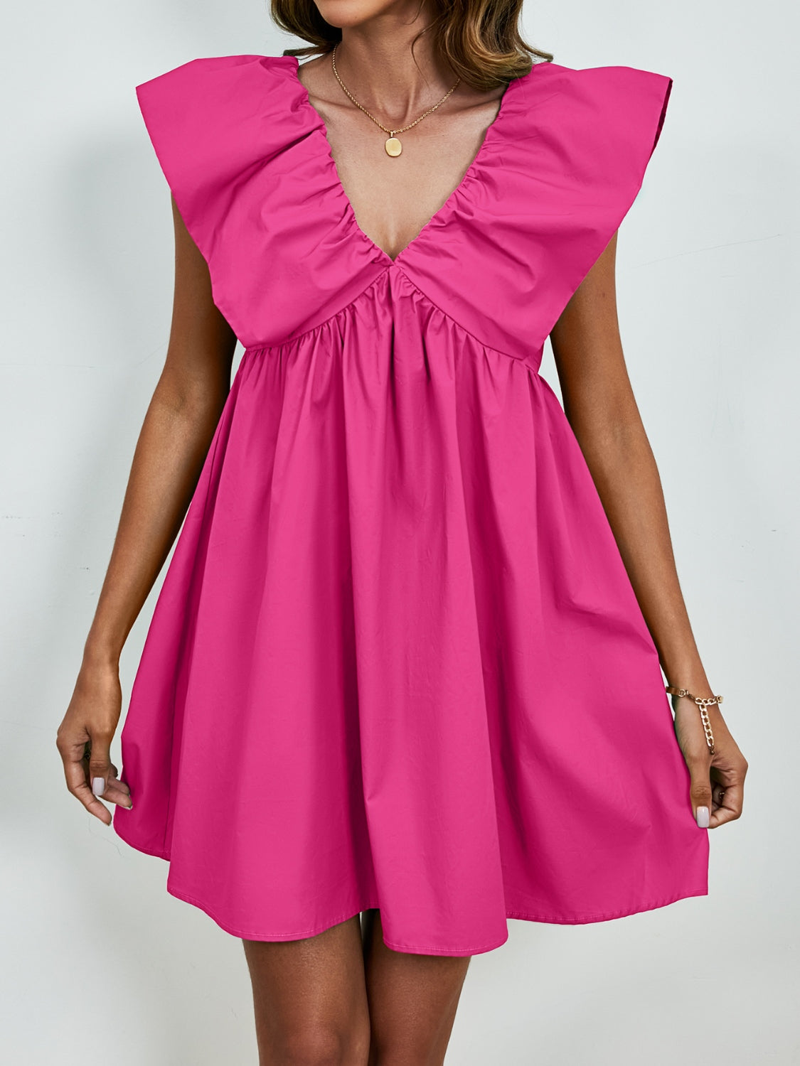 V-Neck Cap Sleeve Mini Dress - RebelReine Apparel & Co.