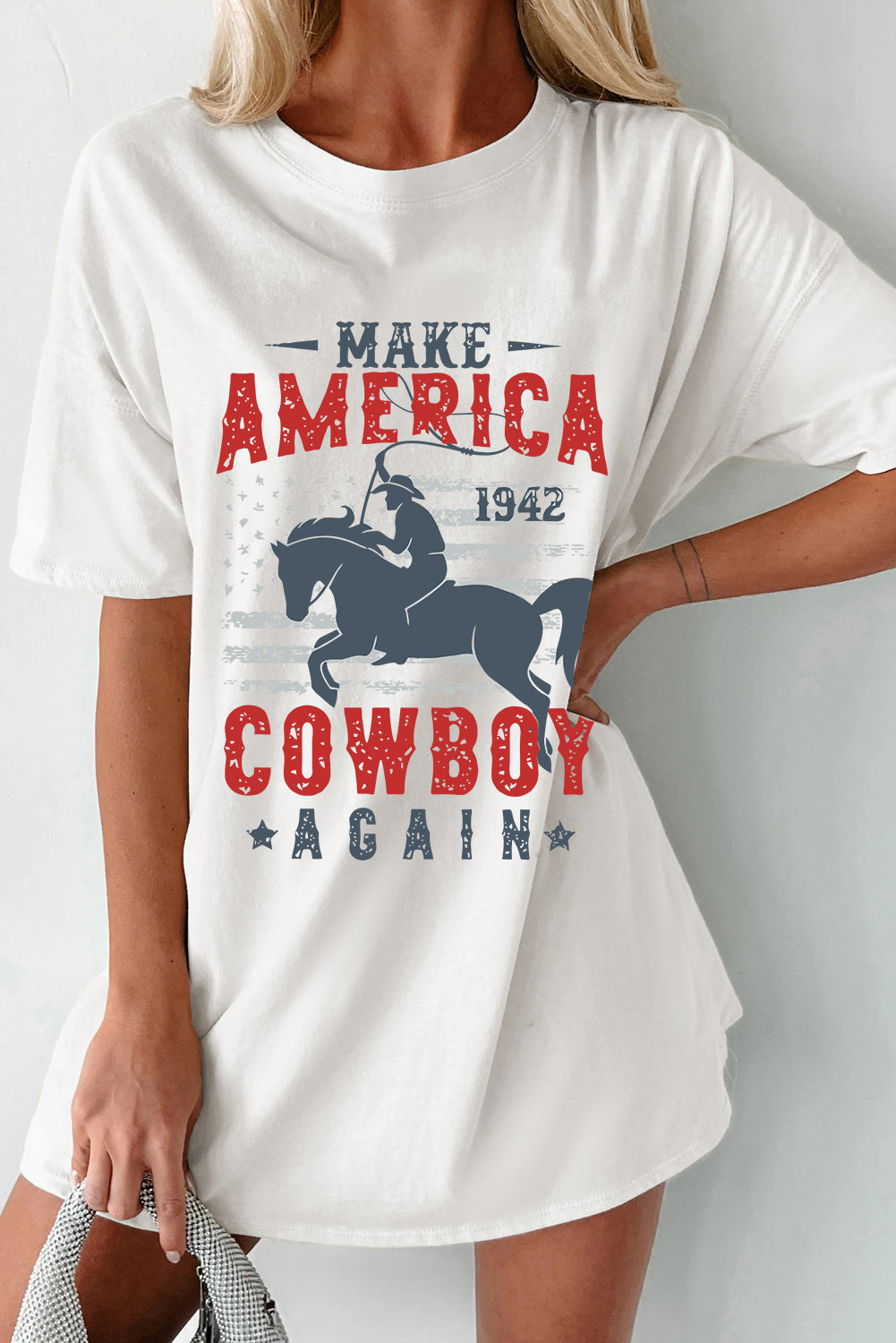 Cowboy Graphic Round Neck Half Sleeve T-Shirt - RebelReine Apparel & Co.