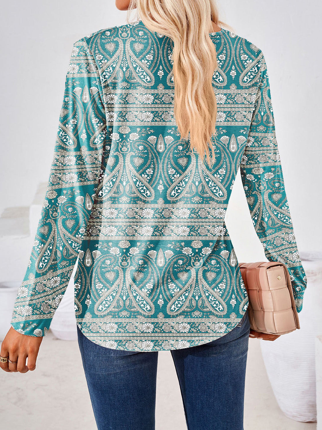 Full Size Square Neck Long Sleeve Blouse - RebelReine Apparel & Co.