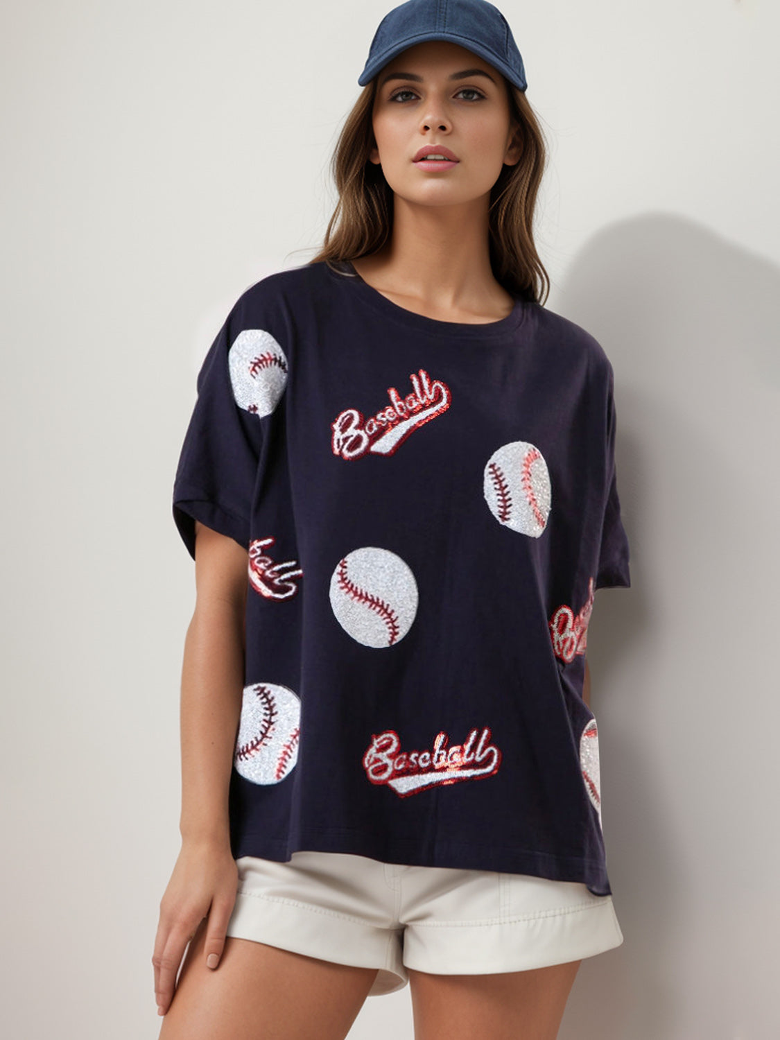 Baseball Round Neck Half Sleeve T-Shirt - RebelReine Apparel & Co.